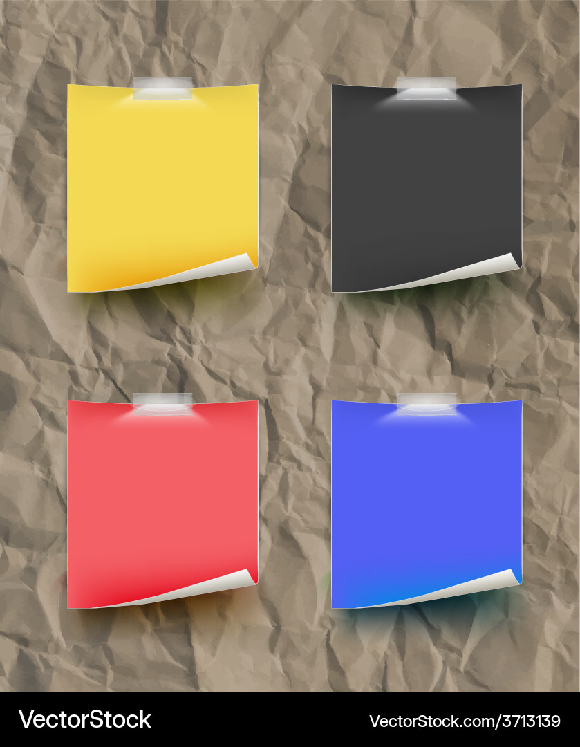 Note papar color set on paper texture vector image