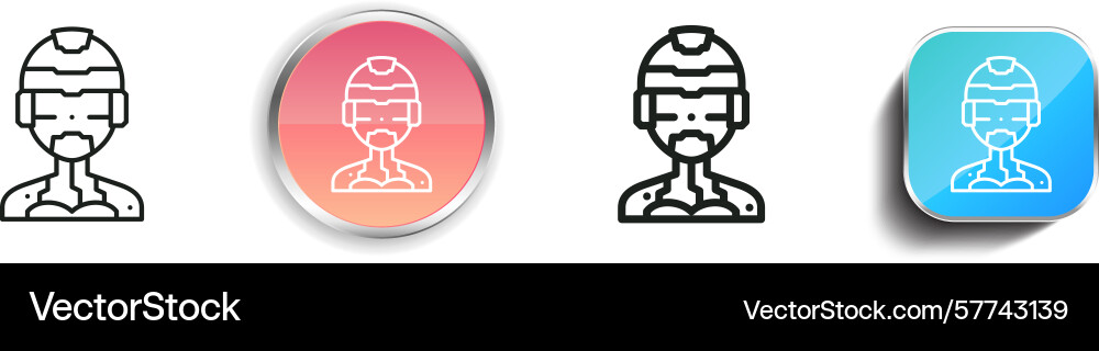 Robot icon thin linear regular and button style Robot icon thin linear regular and button style vector image