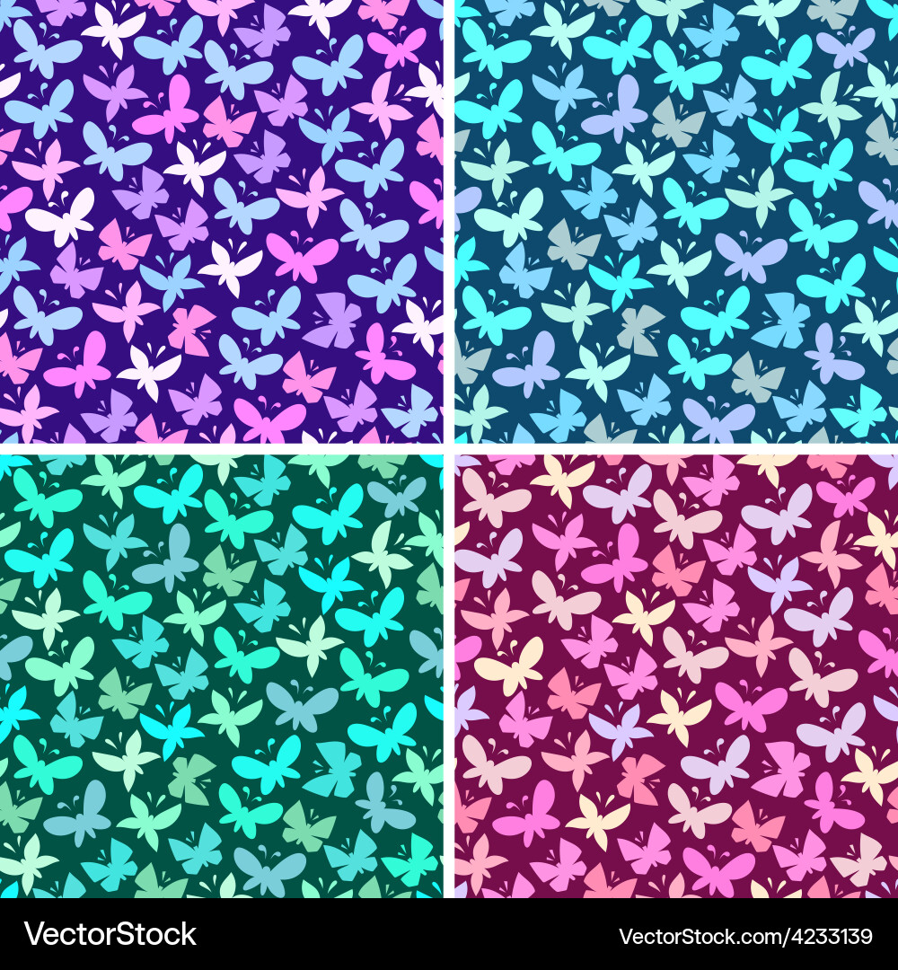 Seamless pattern set with butterflies Vector Image