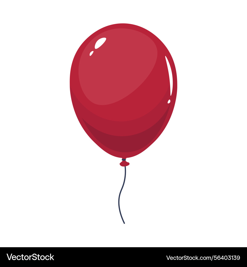 Shiny red balloon with string in flat design vector image