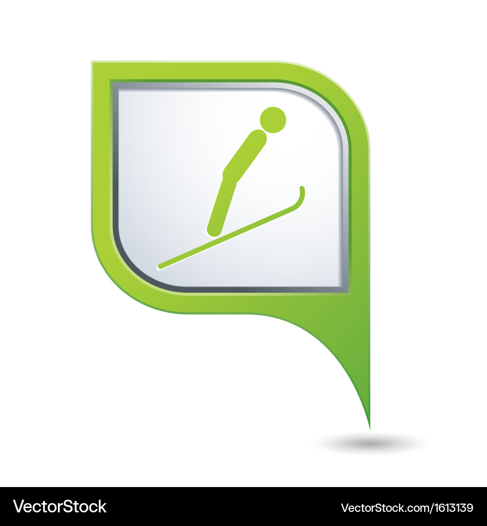 Ski springboard icon green map pointer copy vector image