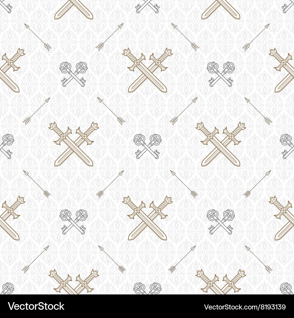Swords & Keys Pattern vector image