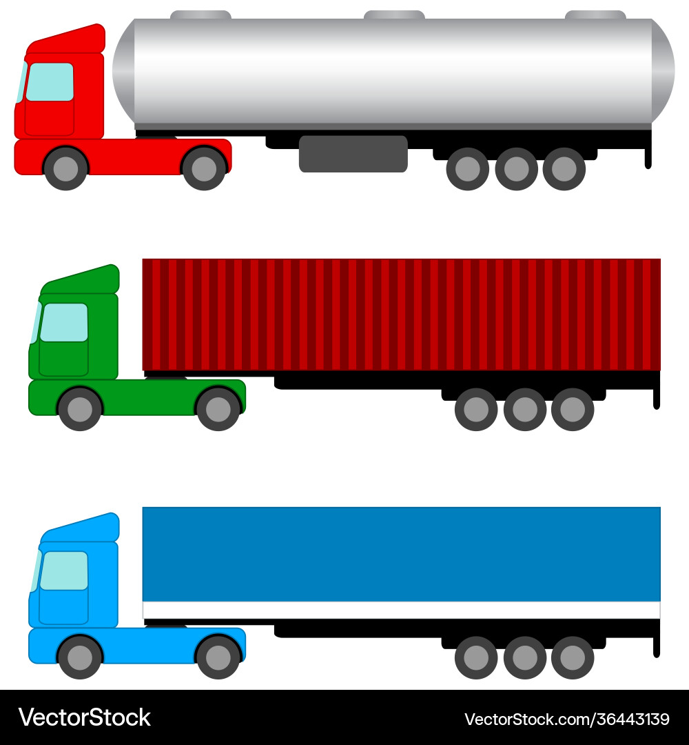 Tractors and trailers isolated objects Tractors and trailers isolated objects vector image