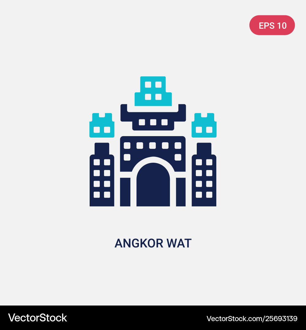 Two color angkor wat icon from architecture Vector Image