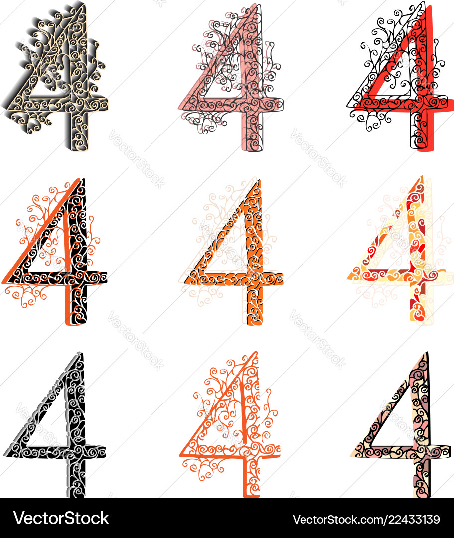 Various combination numeric figures 4 vector image