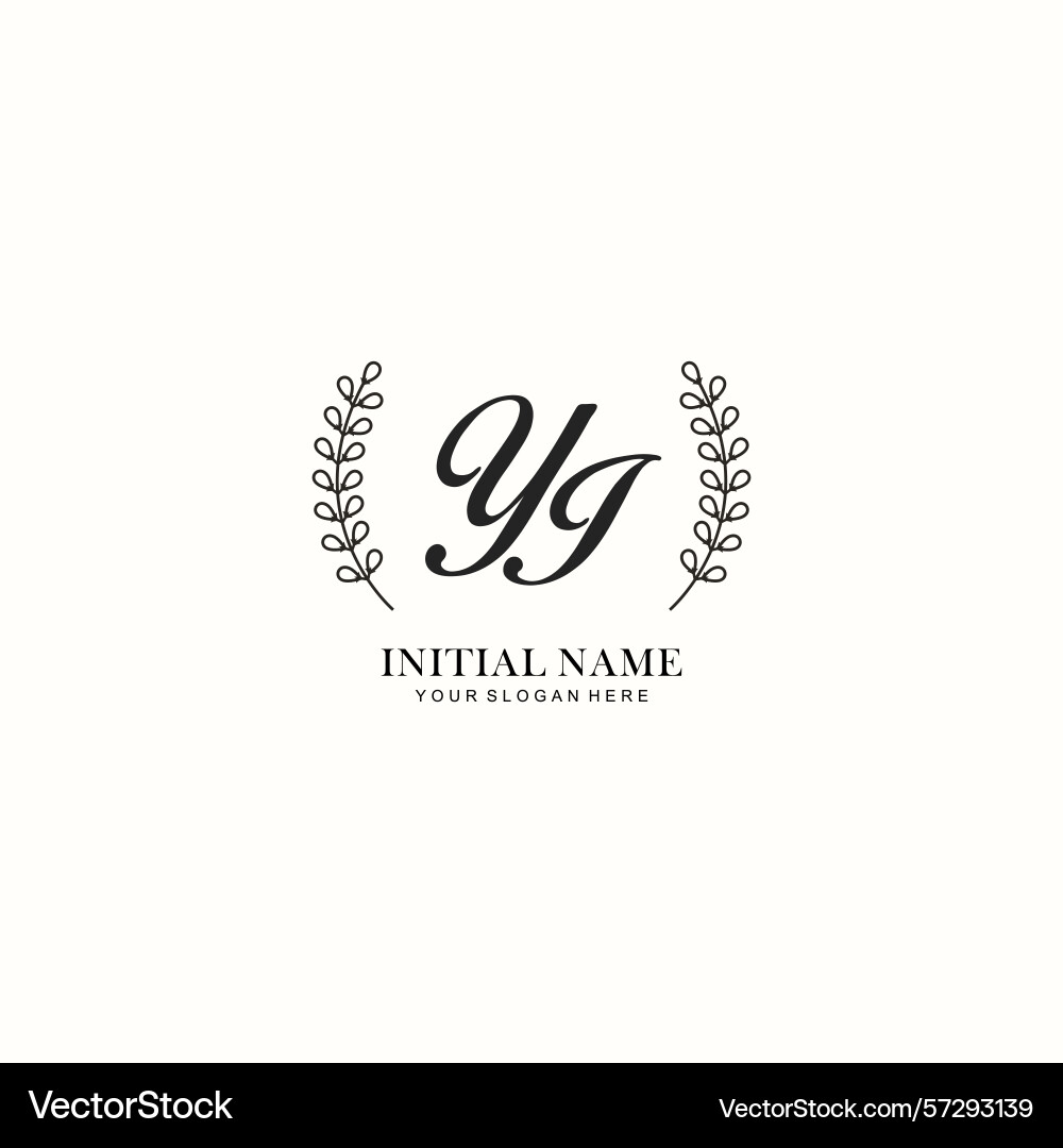 Yi initial logo templates with botanical elements Yi initial logo templates with botanical elements vector image