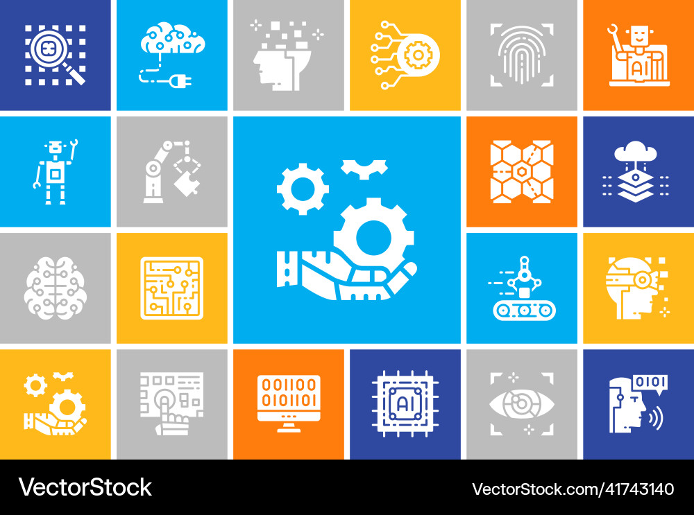Artificial intelligence icons set robotics Artificial intelligence icons set robotics vector image