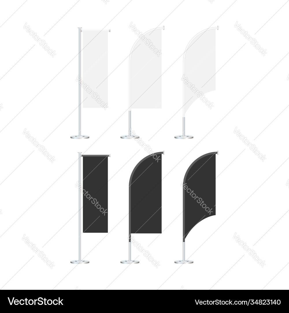 Beach flag stand empty template mockup set Beach flag stand empty template mockup set vector image
