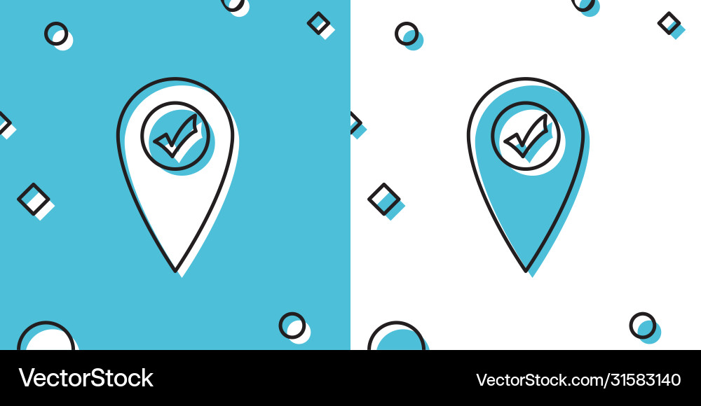 Black map pointer with check mark icon isolated Black map pointer with check mark icon isolated vector image