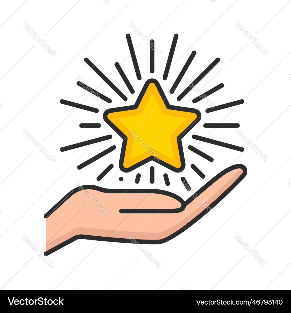 Bonus points star on hand icon benefits reward Bonus points star on hand icon benefits reward vector image