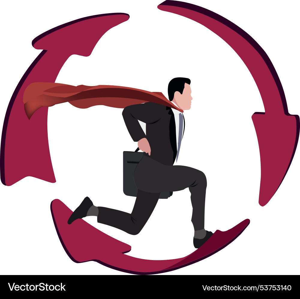 Businessman running inside infinite loop wearing Vector Image