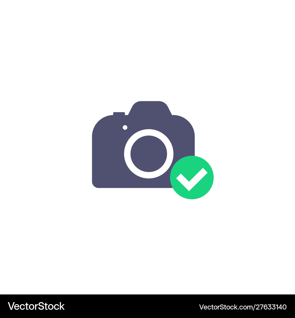 Camera icon with checkmark vector image