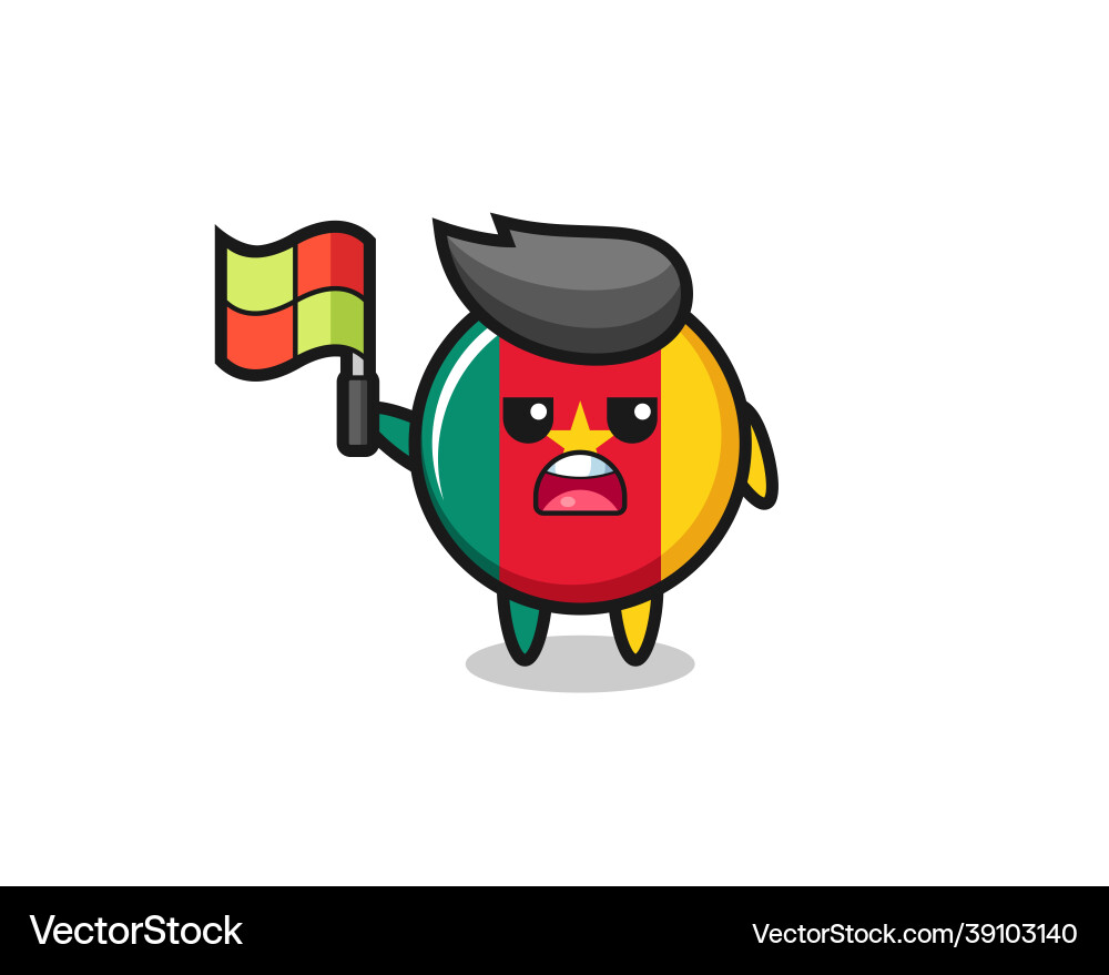 Cameroon flag badge character as line judge Cameroon flag badge character as line judge vector image
