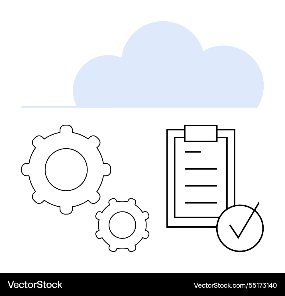 Cloud-based workflow management with checklist Cloud-based workflow management with checklist vector image