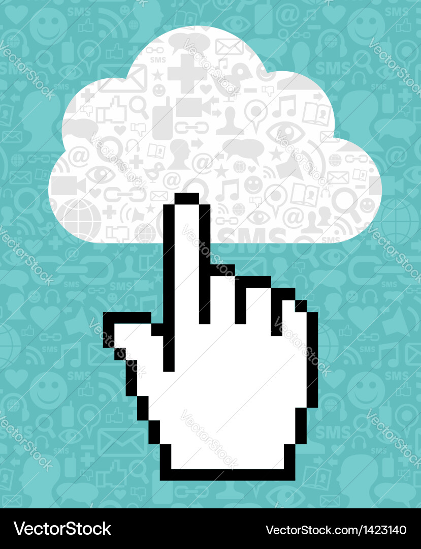 Cloud computing cursor icon hand vector image