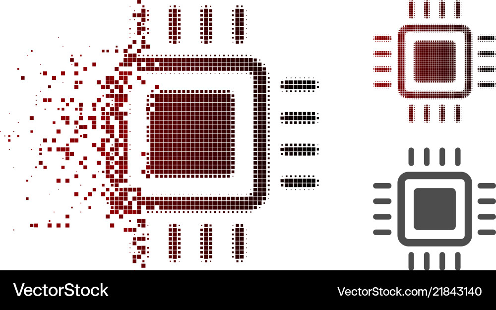Dissipated pixel halftone processor icon Dissipated pixel halftone processor icon vector image