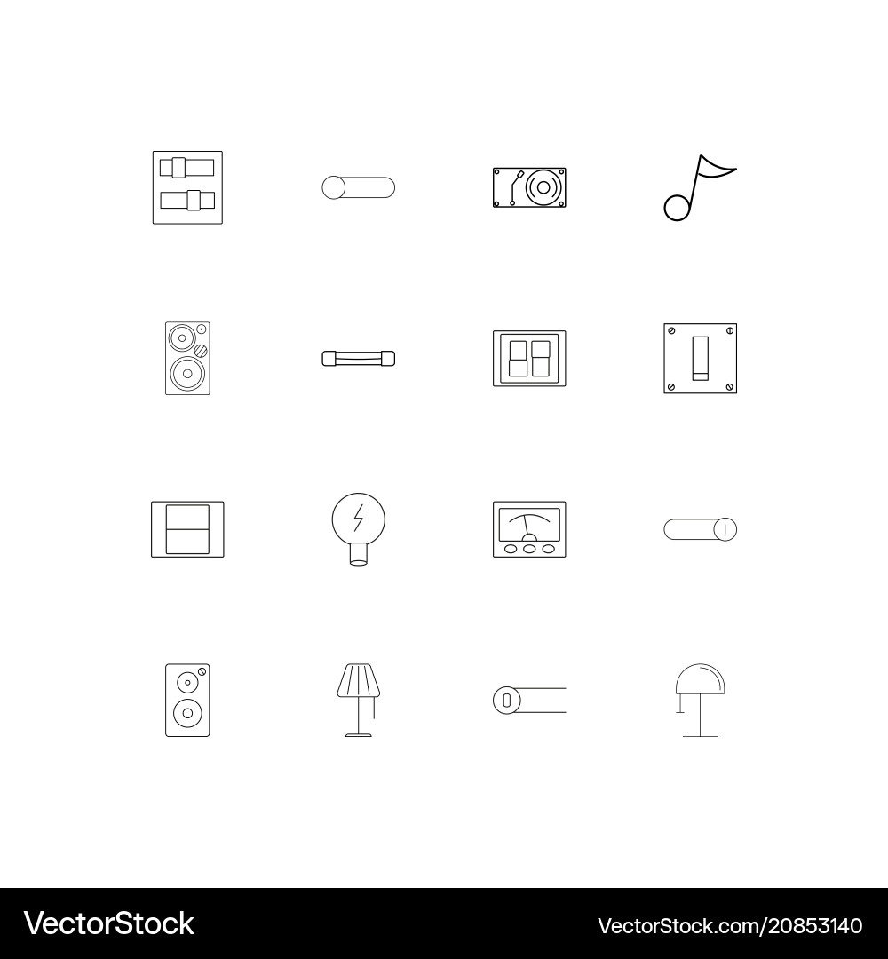 Electrical linear thin icons set outlined simple vector image