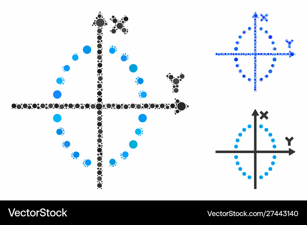 Ellipse plot mosaic icon round dots Ellipse plot mosaic icon round dots vector image