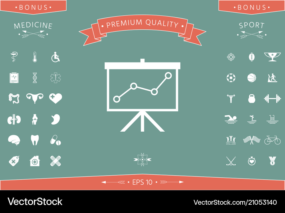 Flip-chart projection screen with a graph vector image