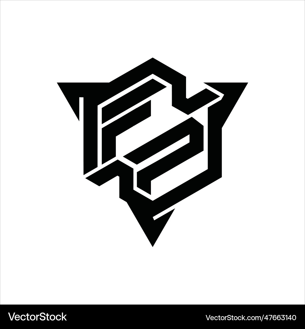 Fp logo monogram hexagon shape with triangle Fp logo monogram hexagon shape with triangle Vector Image