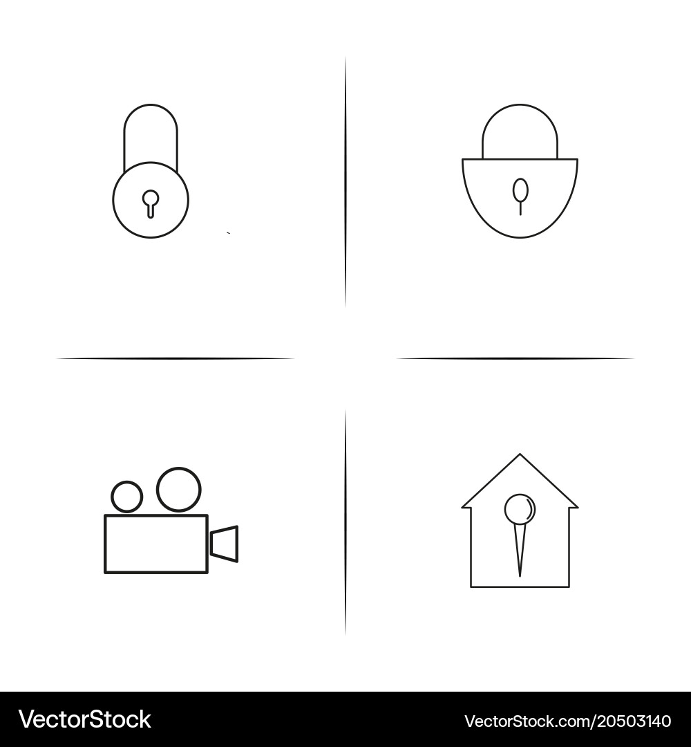 Interface simple linear icons set outlined vector image