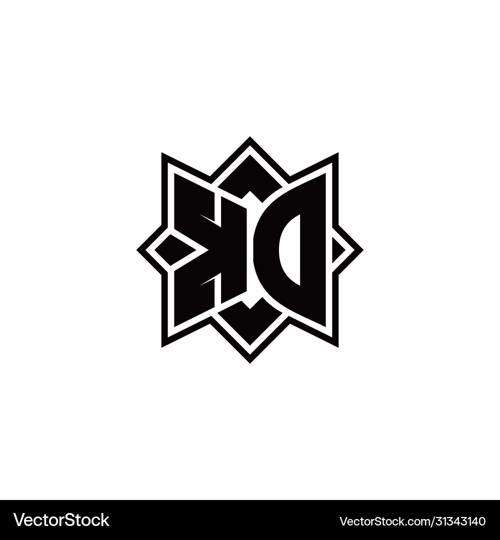 Kd monogram logo with square rotate style outline vector image