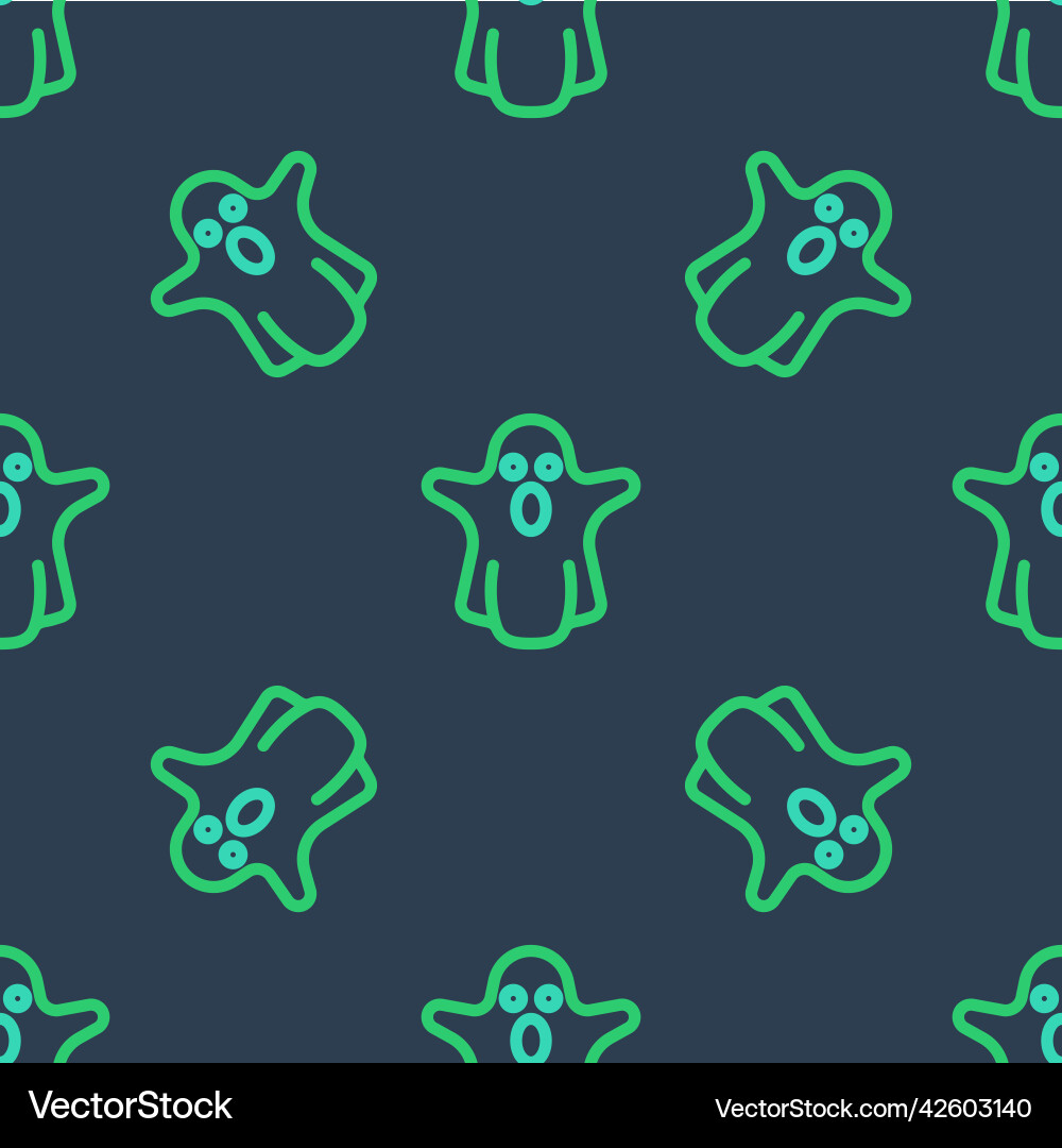 Line ghost icon isolated seamless pattern on blue Line ghost icon isolated seamless pattern on blue vector image