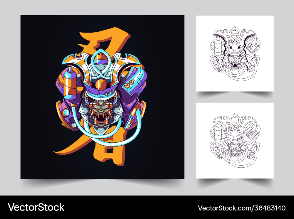 Mecha Samurai Ronin Artwork Vector Image