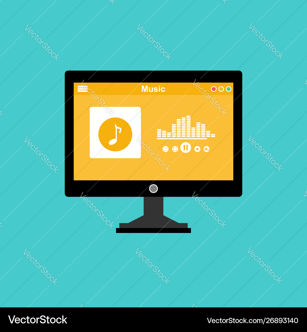 Media player application app template with flat Media player application app template with flat vector image
