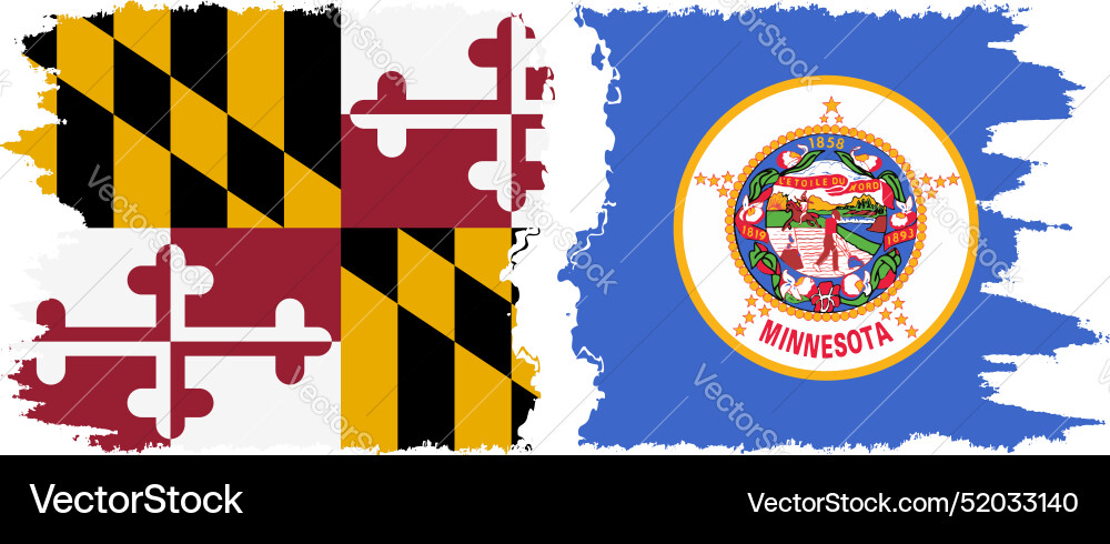 Minnesota and maryland states grunge brush flags Minnesota and maryland states grunge brush flags vector image
