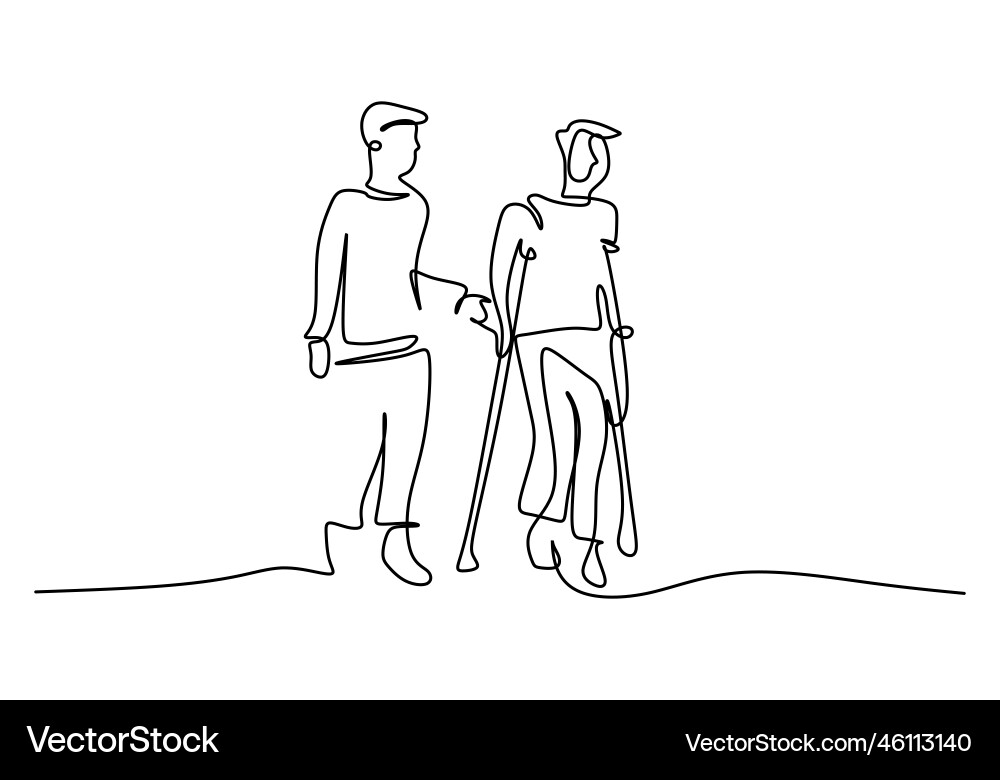 One continuous single line of disabled man Vector Image