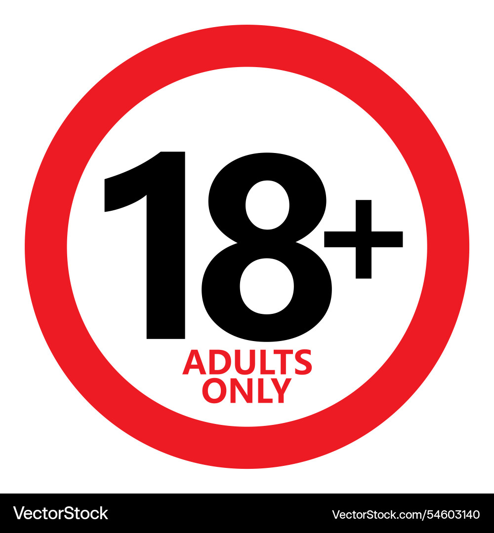 Round red under 18 eighteen stop sign adults only Round red under 18 eighteen stop sign adults only vector image