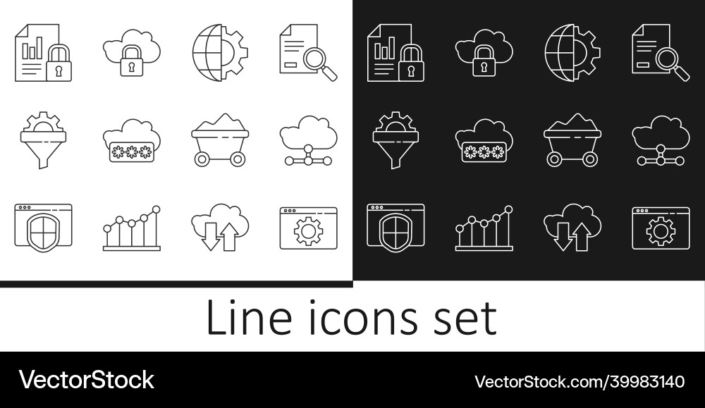 Set line browser setting network cloud connection Vector Image
