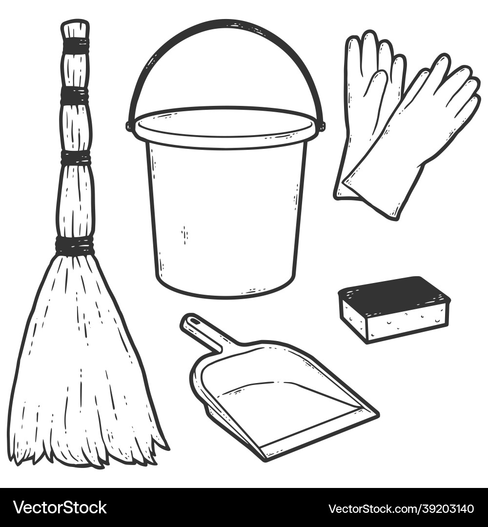 Set of objects for cleaning sketch scratch board Set of objects for cleaning sketch scratch board vector image