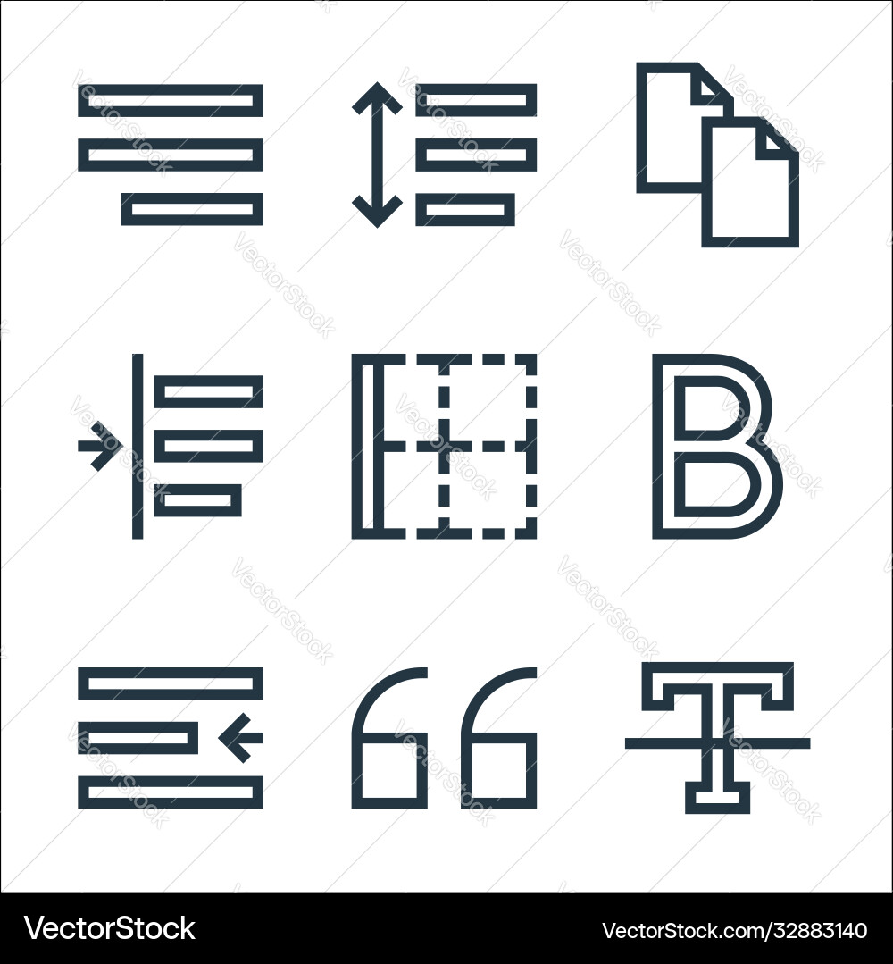 Text editor line icons linear set quality Text editor line icons linear set quality vector image