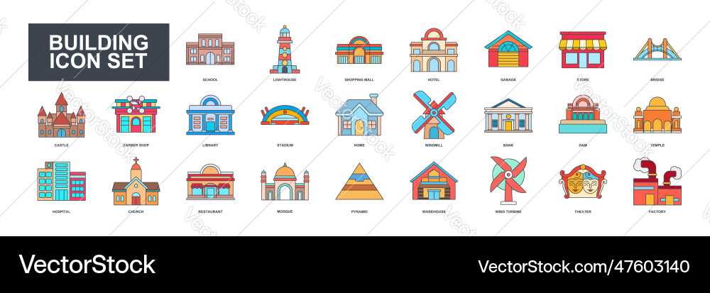 This building set icon various structures like This building set icon various structures like Vector Image