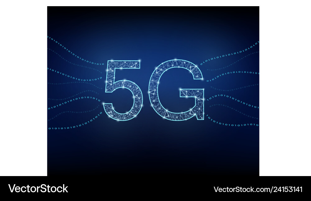 5g background with polygon mesh binary codes vector image