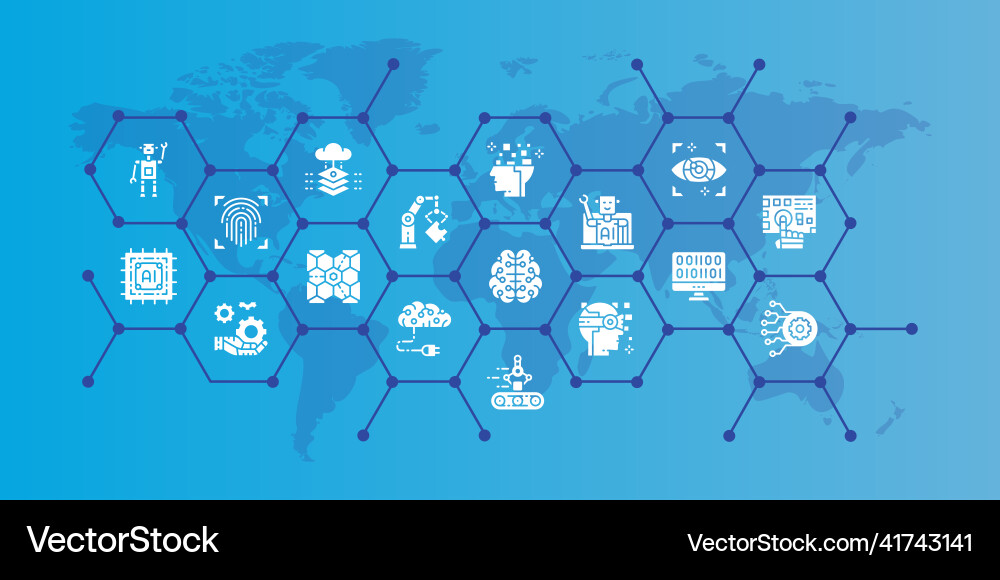 Artificial intelligence editable icons design vector image