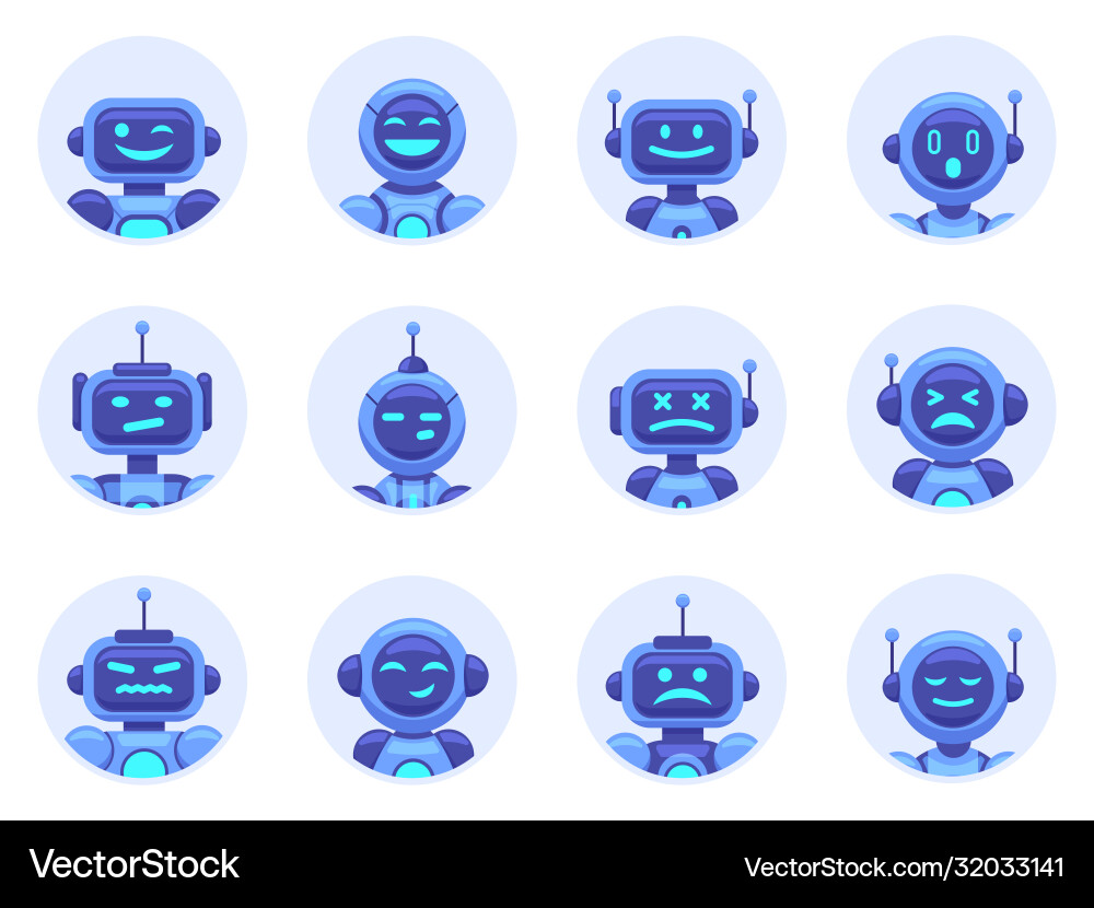 Chat bot avatars robotic digital assistant avatar Vector Image