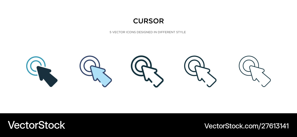 Cursor icon in different style two colored vector image