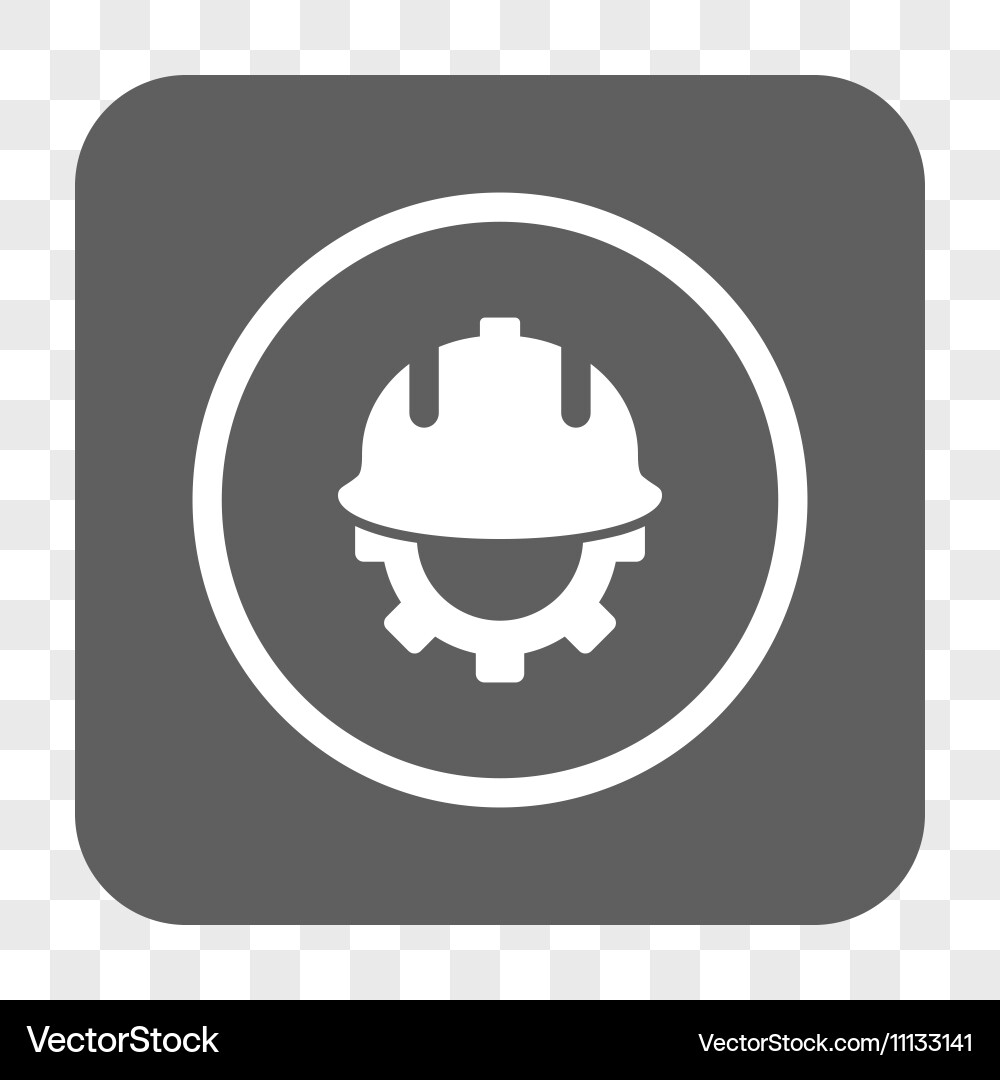 Development helmet rounded square button vector image
