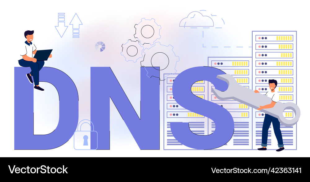 Dns domain name system server decentralized naming Dns domain name system server decentralized naming vector image