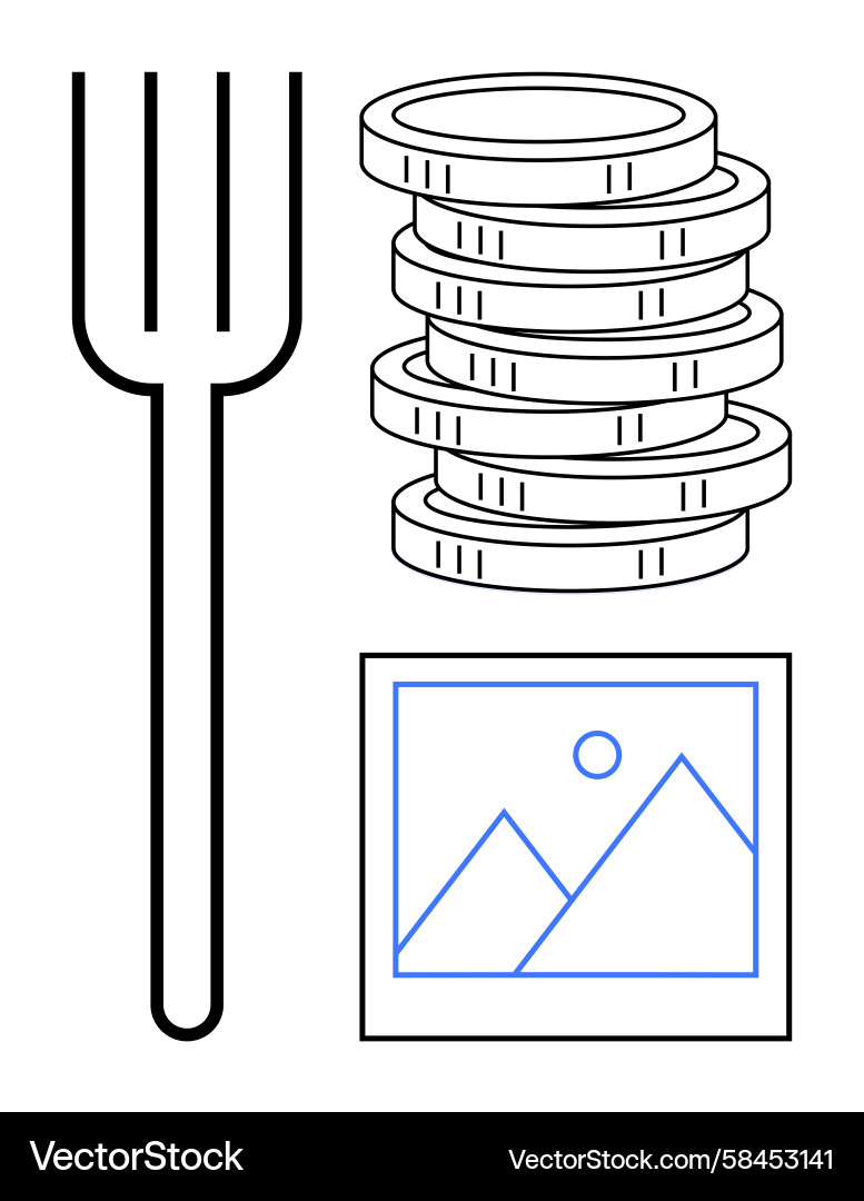 Fork with Coins and Frame Vector Image