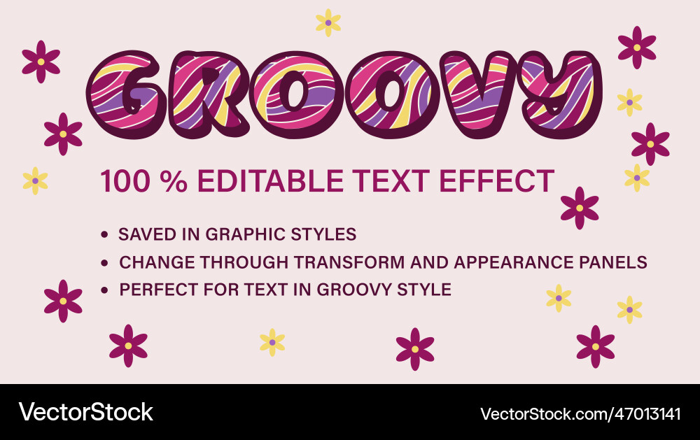 Groovy editable text effect in vintage style Vector Image
