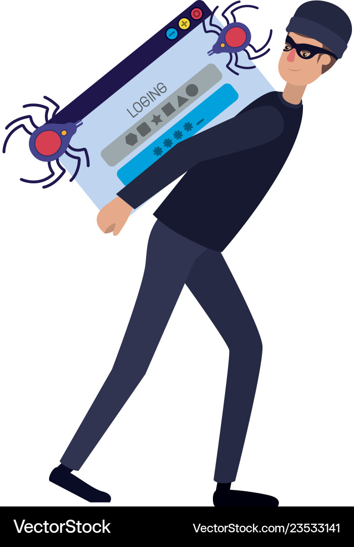 Hacker stealing information avatar character Hacker stealing information avatar character Vector Image