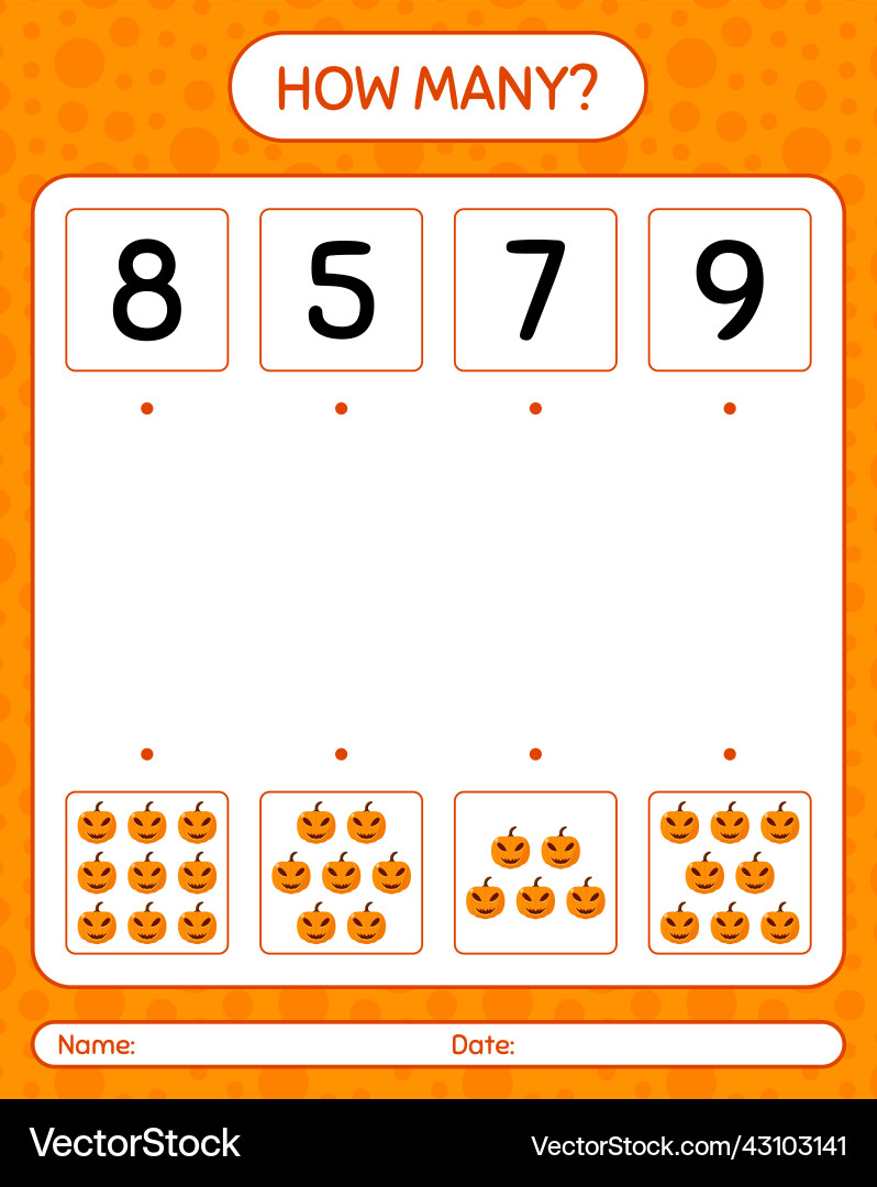 How many counting game with jack o lantern vector image