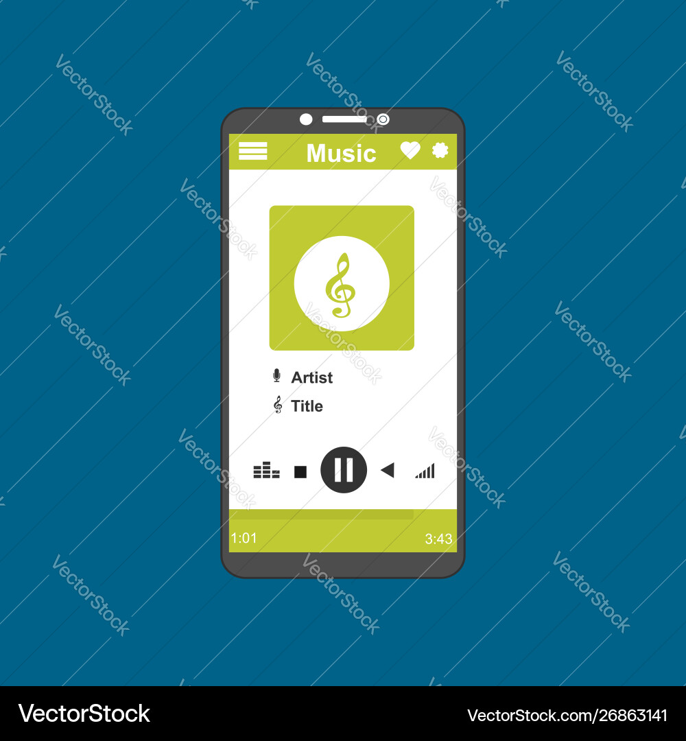 Media player application app template with flat Media player application app template with flat vector image