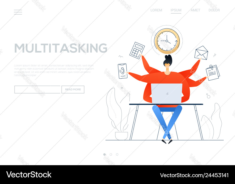 Multitasking - flat design style colorful web Multitasking - flat design style colorful web vector image