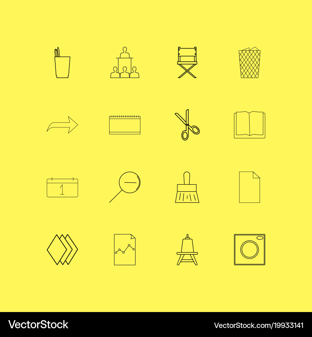 Office linear icon set simple outline icons Vector Image