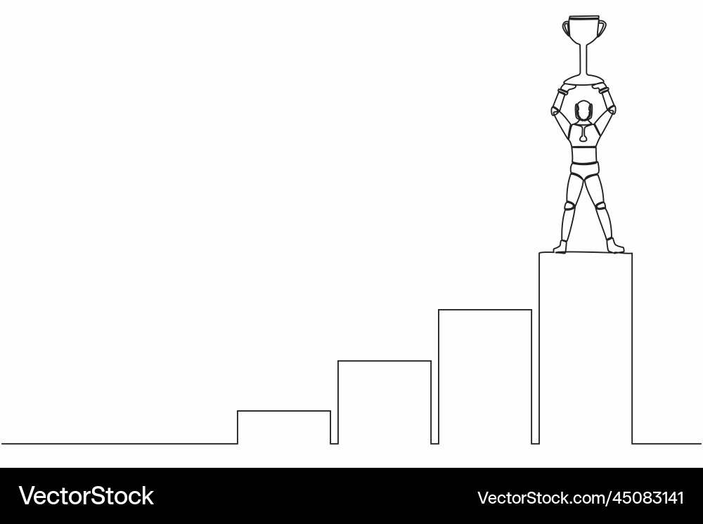 Single continuous line drawing robot climbing Single continuous line drawing robot climbing vector image
